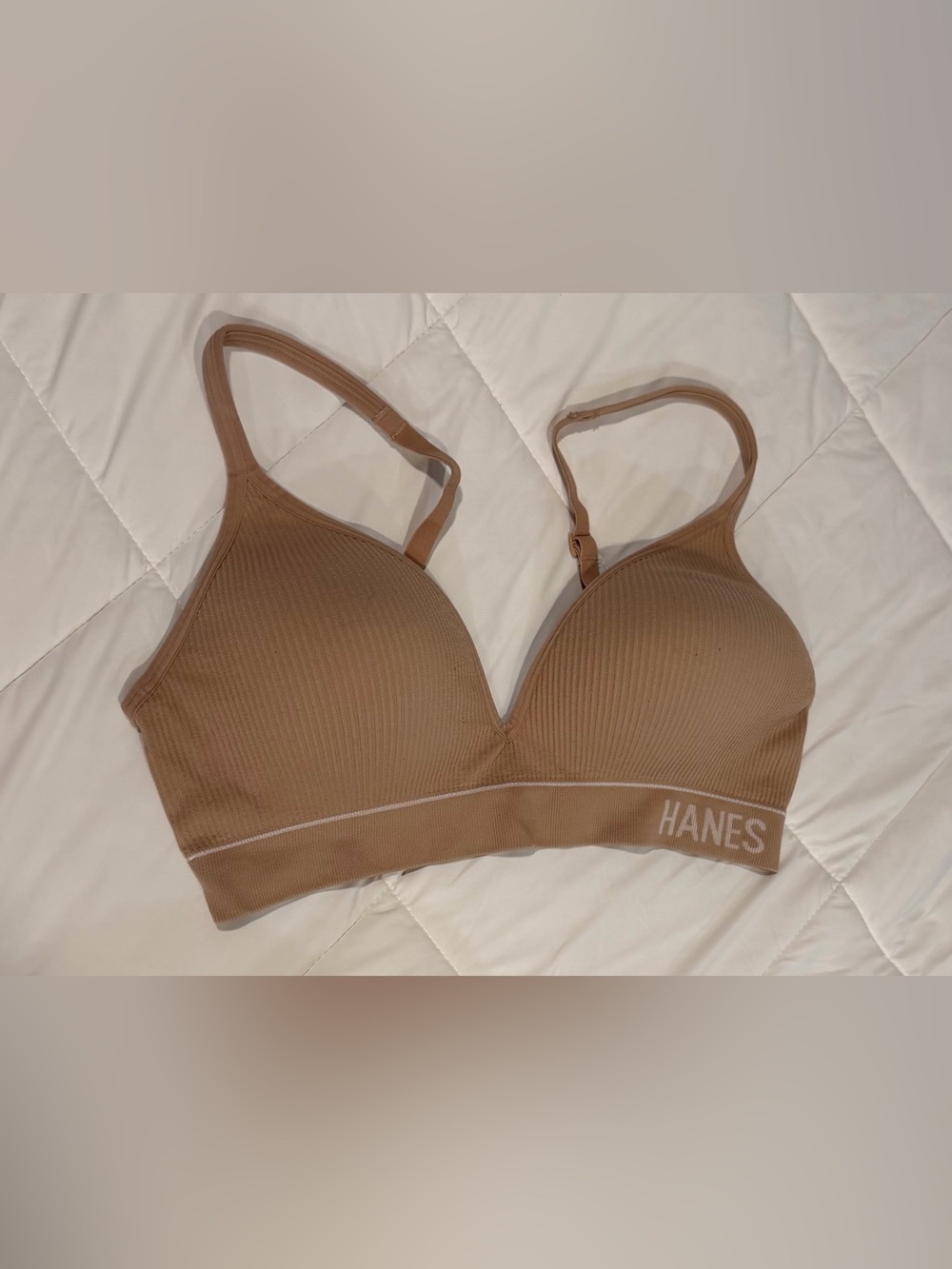 Hanes Ribbed Lightly Padded Bra in Brown